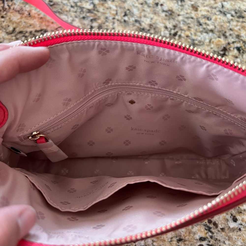 NEW Kate Spade Leather Crossbody Purse Coral 🪸 Pink with Adjustable Strap - Picture 11 of 14